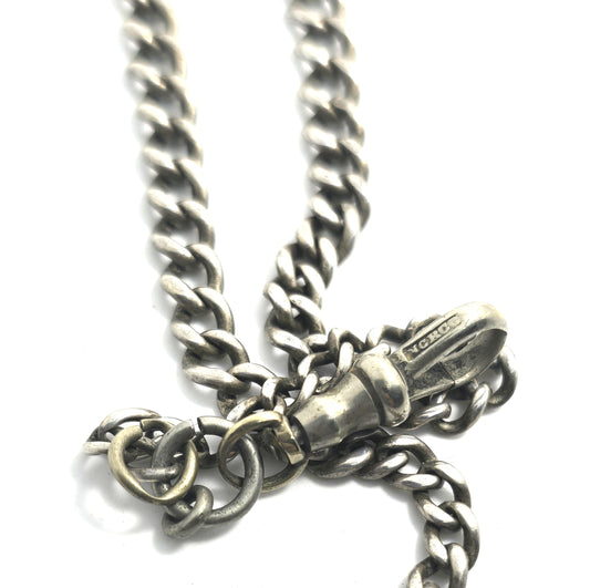NCR Co Victorian antique silver toned vintage watch fob chain missing clip