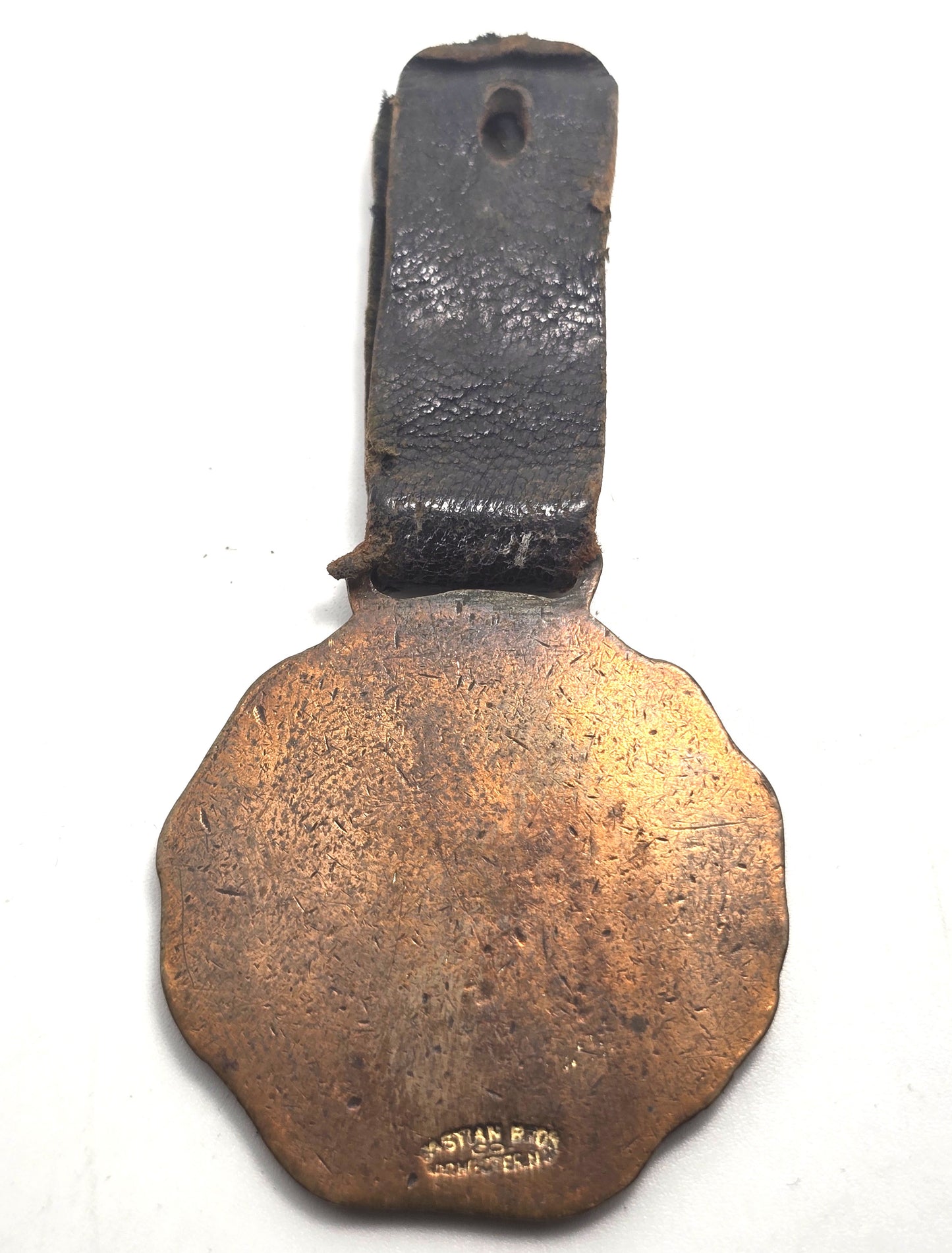 Shriner's fez charm or medallion brass leather fob charm