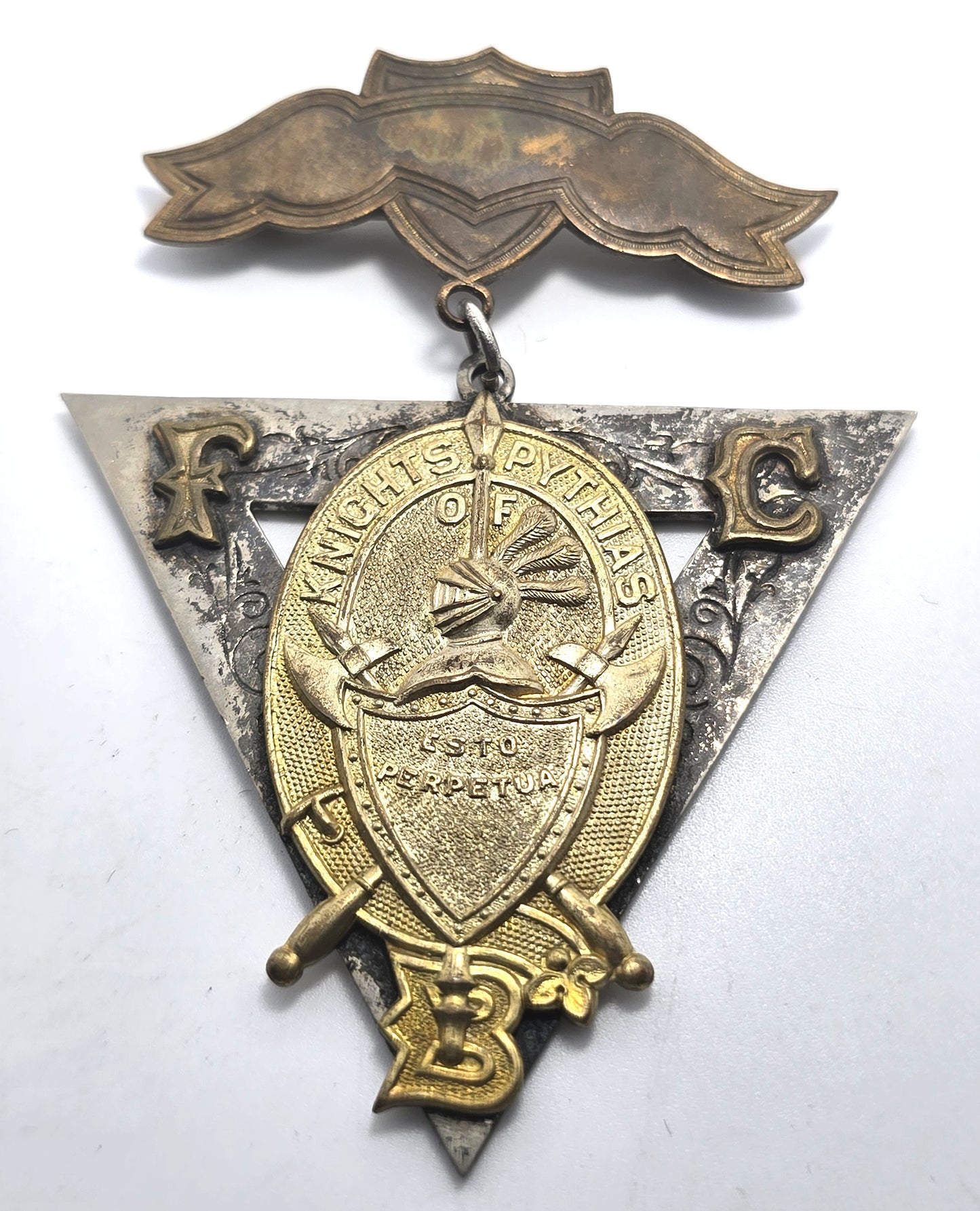 Knights Of Pythias F.C.B. Silver Pin Medal  Davies SC 1874 triangle