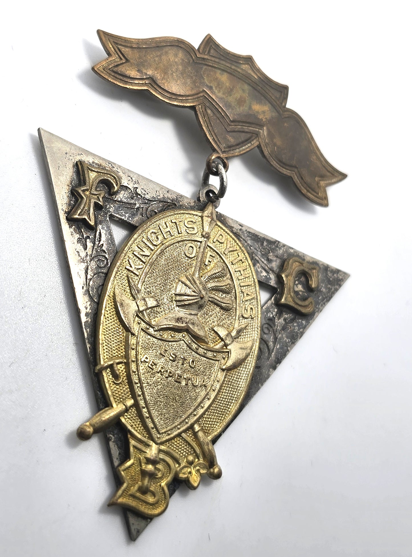 Knights Of Pythias F.C.B. Silver Pin Medal  Davies SC 1874 triangle