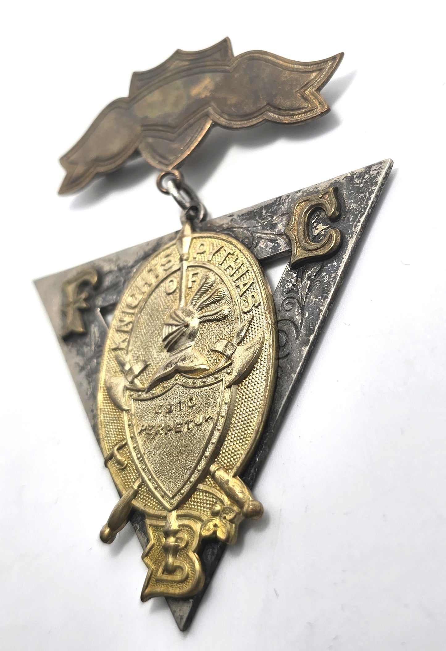 Knights Of Pythias F.C.B. Silver Pin Medal  Davies SC 1874 triangle