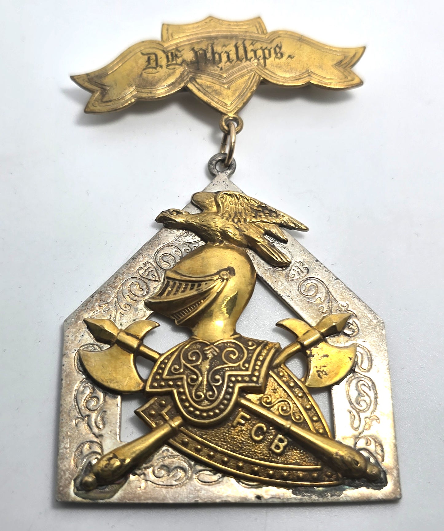 Knights Of Pythias F.C.B. Silver Pin Medal D E Phillips Davies SC 1912