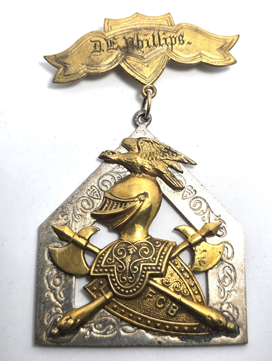 Knights Of Pythias F.C.B. Silver Pin Medal D E Phillips Davies SC 1912