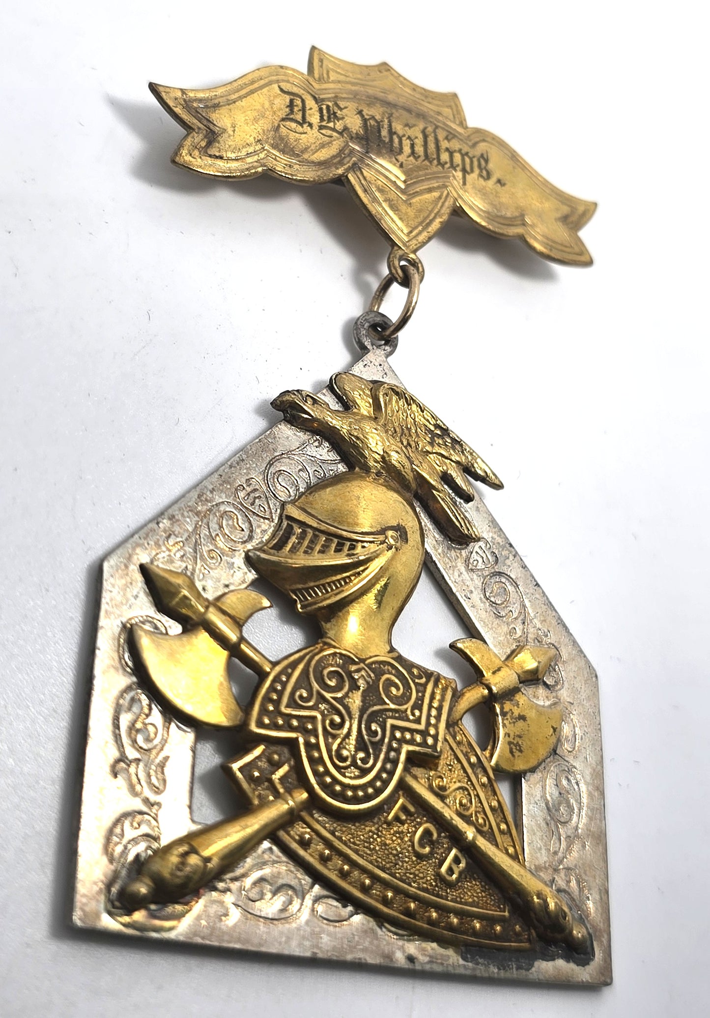 Knights Of Pythias F.C.B. Silver Pin Medal D E Phillips Davies SC 1912