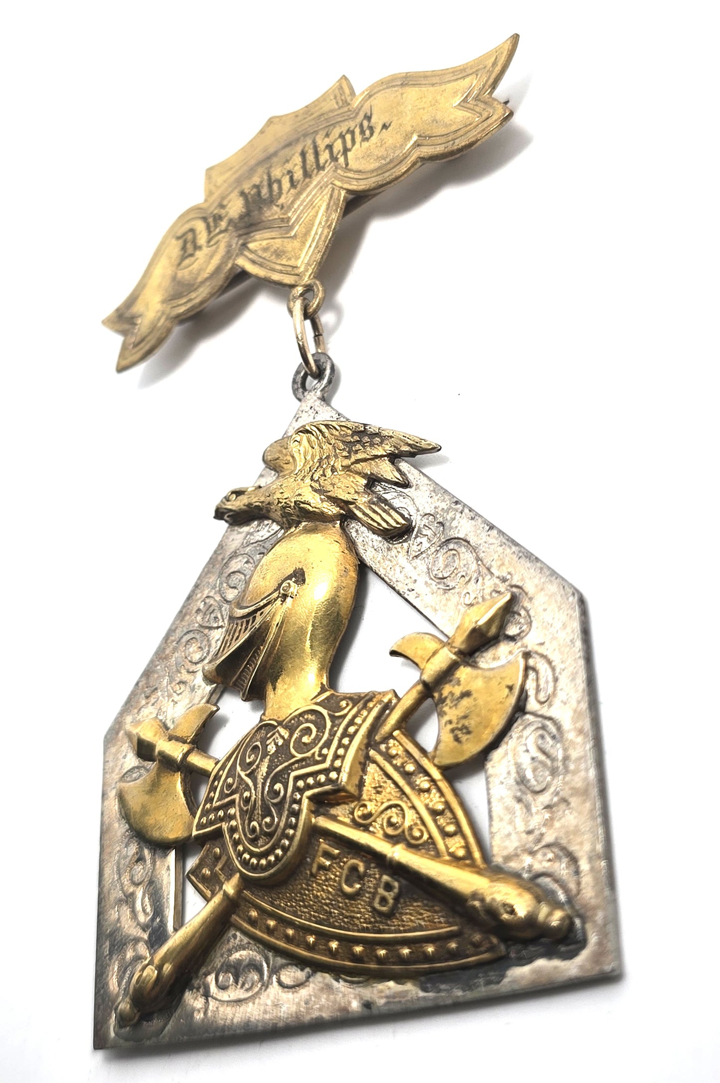 Knights Of Pythias F.C.B. Silver Pin Medal D E Phillips Davies SC 1912