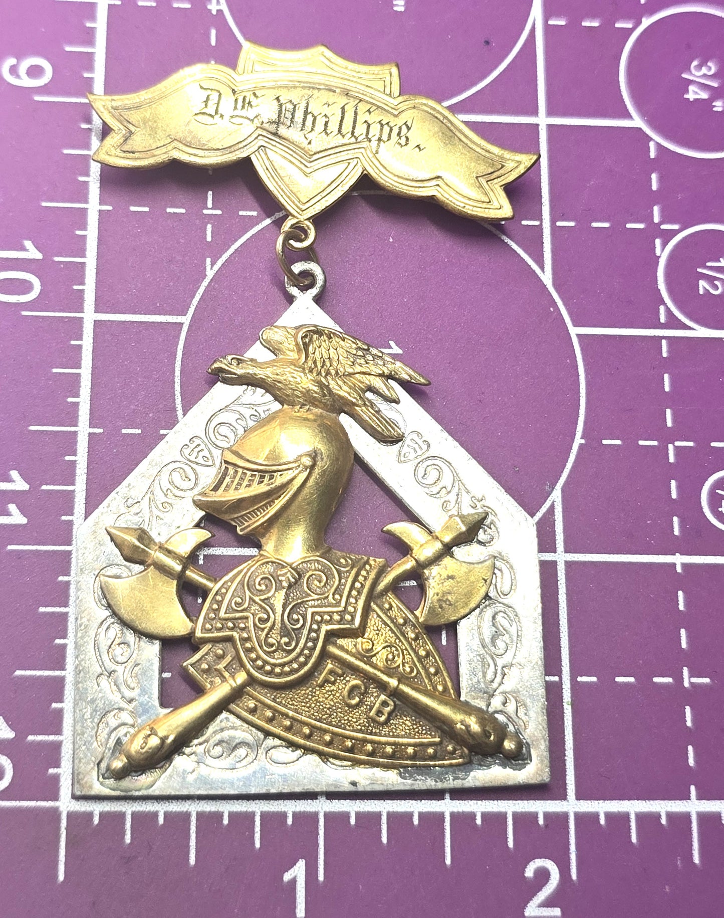 Knights Of Pythias F.C.B. Silver Pin Medal D E Phillips Davies SC 1912