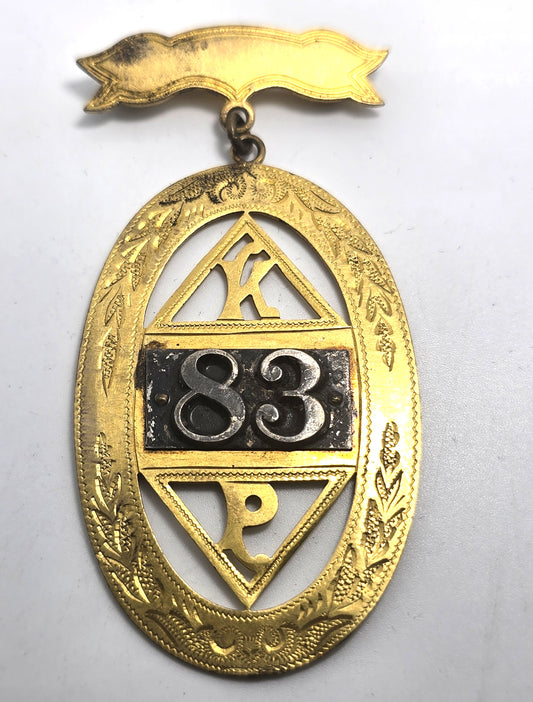 Knights Of Pythias F.C.B. Silver Pin Medal 83 Oval Davies SC 1874