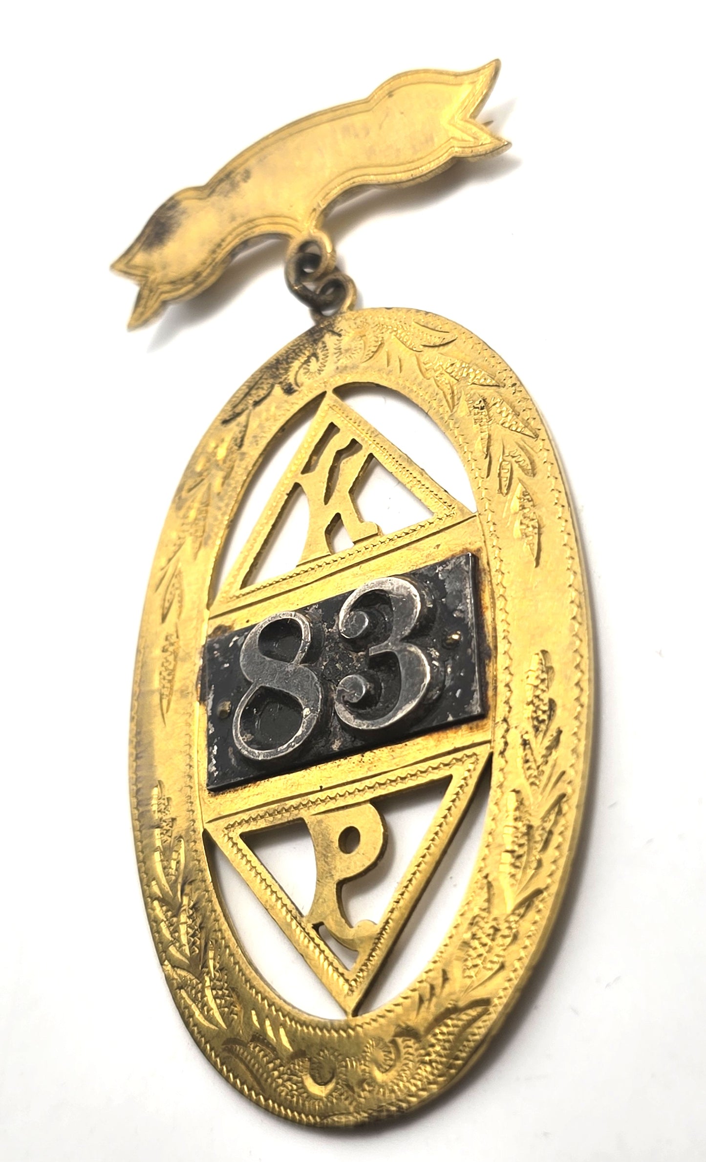 Knights Of Pythias F.C.B. Silver Pin Medal 83 Oval Davies SC 1874