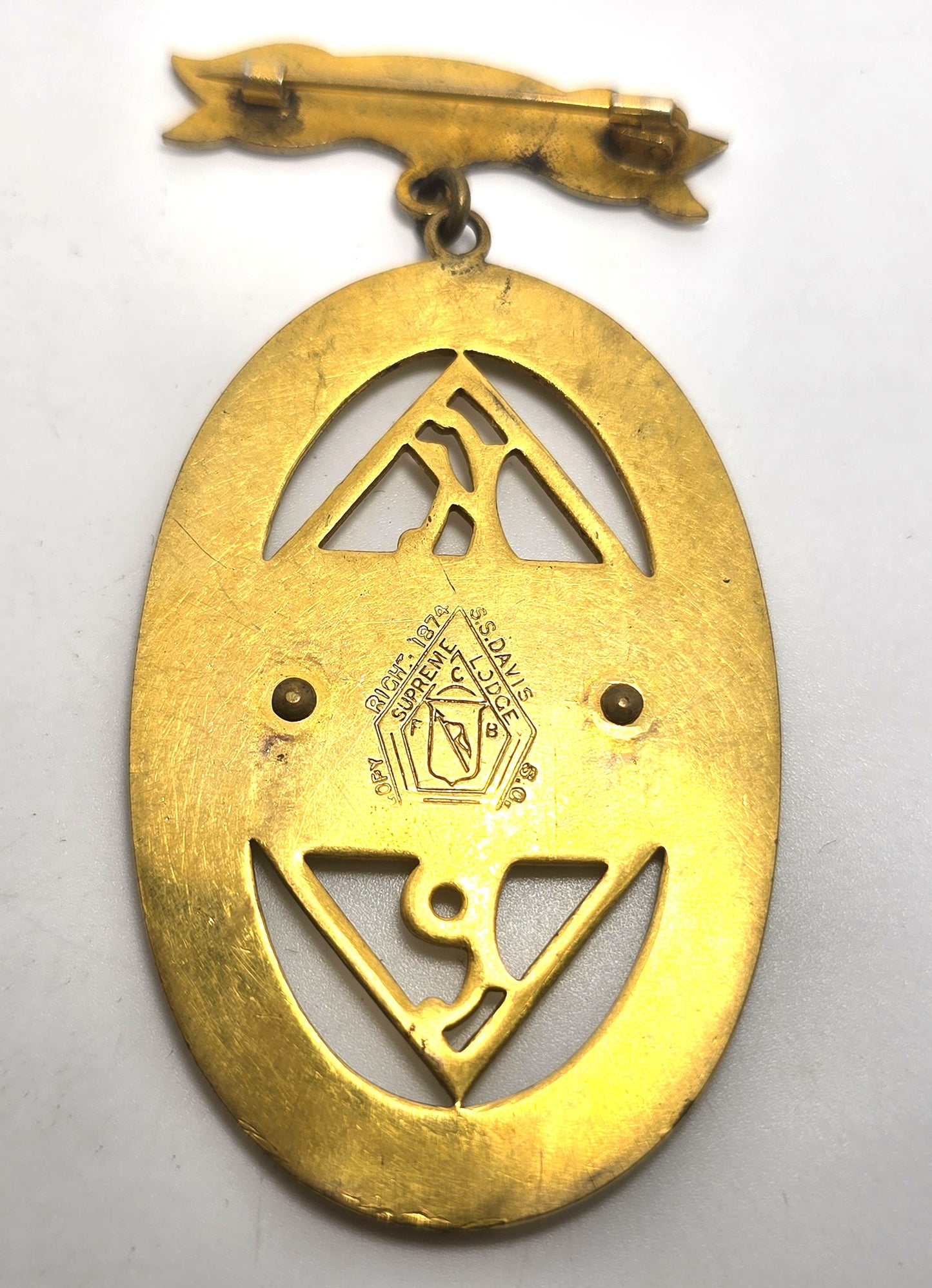 Knights Of Pythias F.C.B. Silver Pin Medal 83 Oval Davies SC 1874