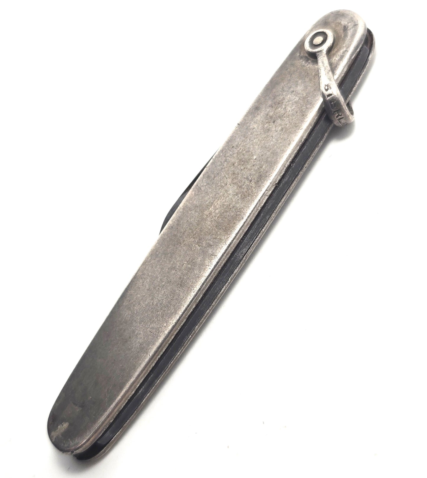 Sterling silver antique pocket watch pocket knife fob Double sided stamped MB