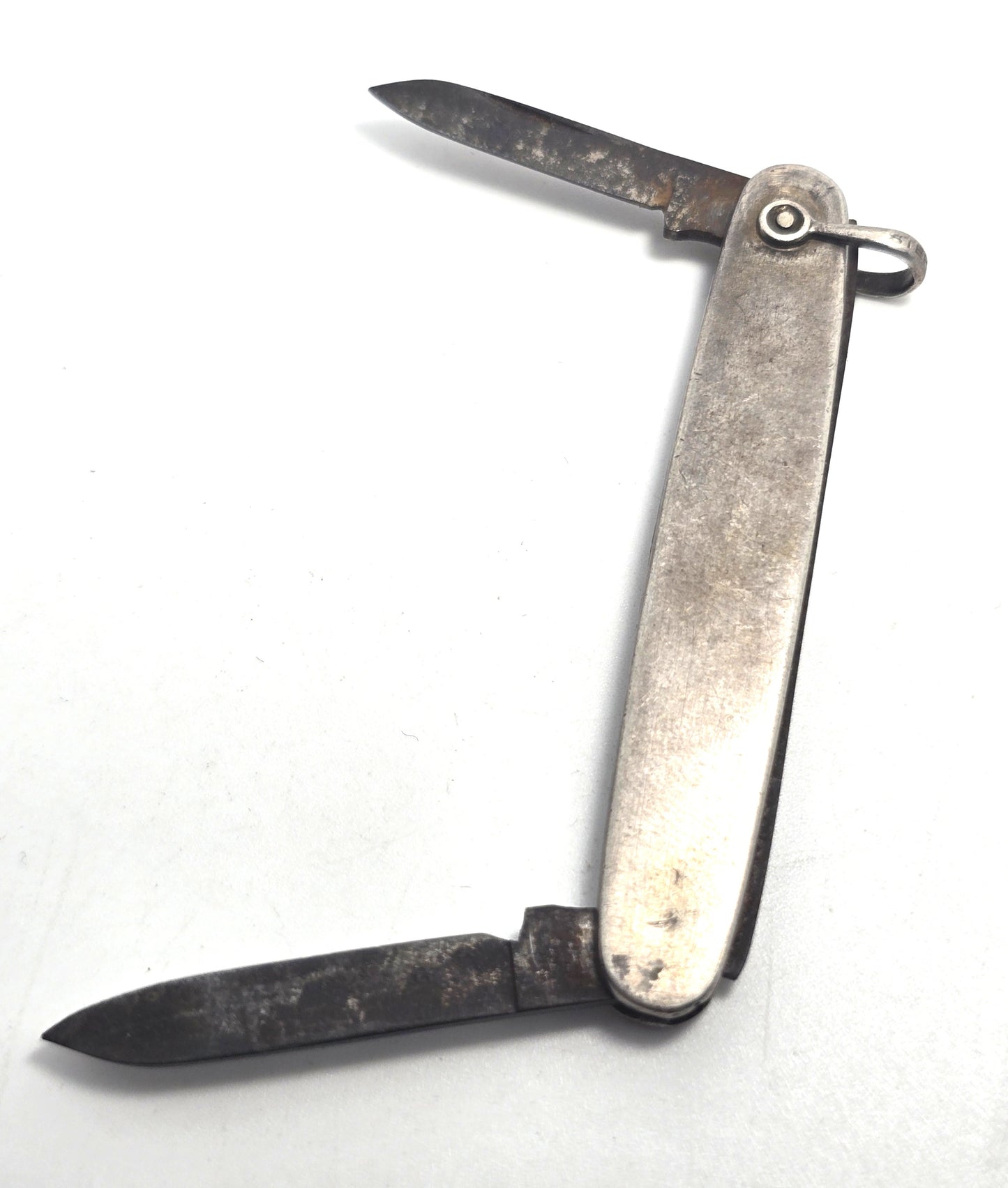 Sterling silver antique pocket watch pocket knife fob Double sided stamped MB