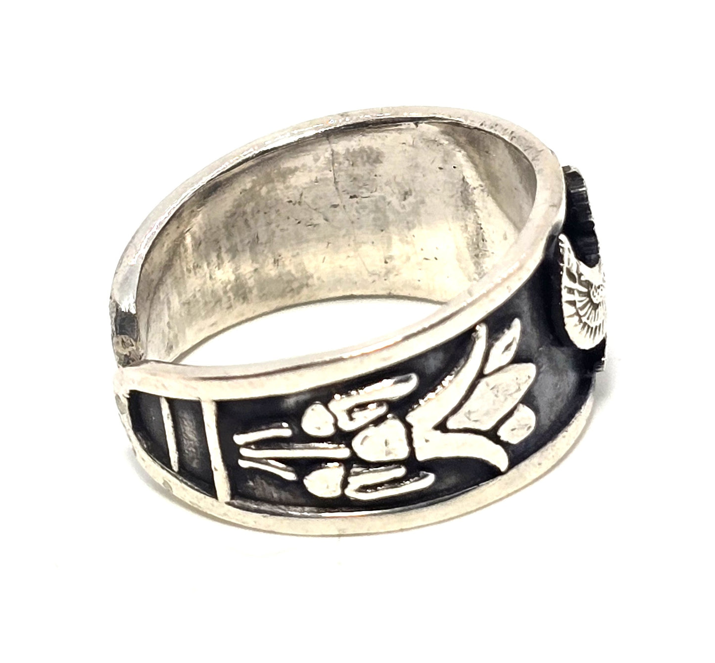 Isis Egyptian Revival vintage solid sterling silver open back ring size 10