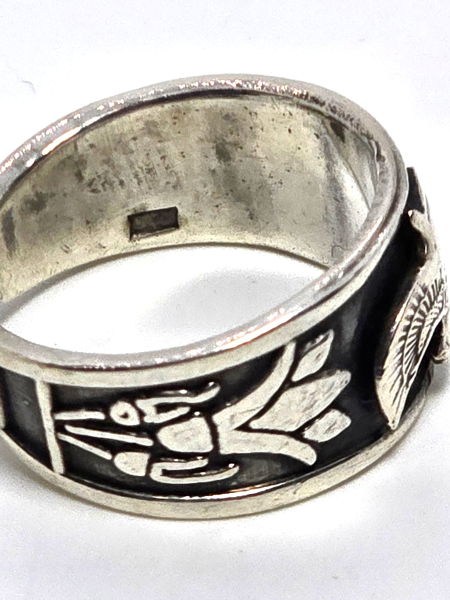 Isis Egyptian Revival vintage solid sterling silver open back ring size 10