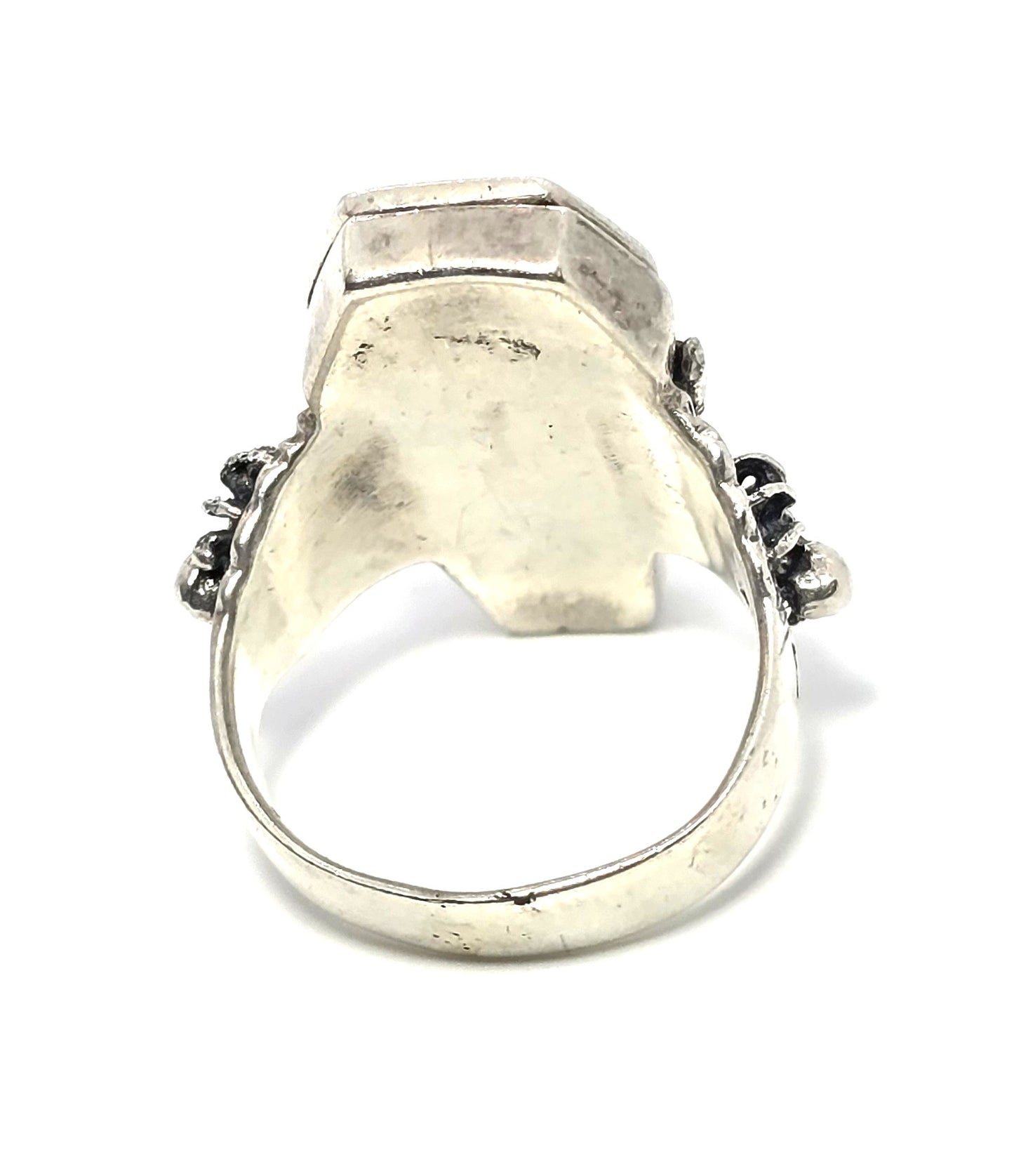 Coffin cross poison ring retro sterling silver spider memento mori goth ring size 10