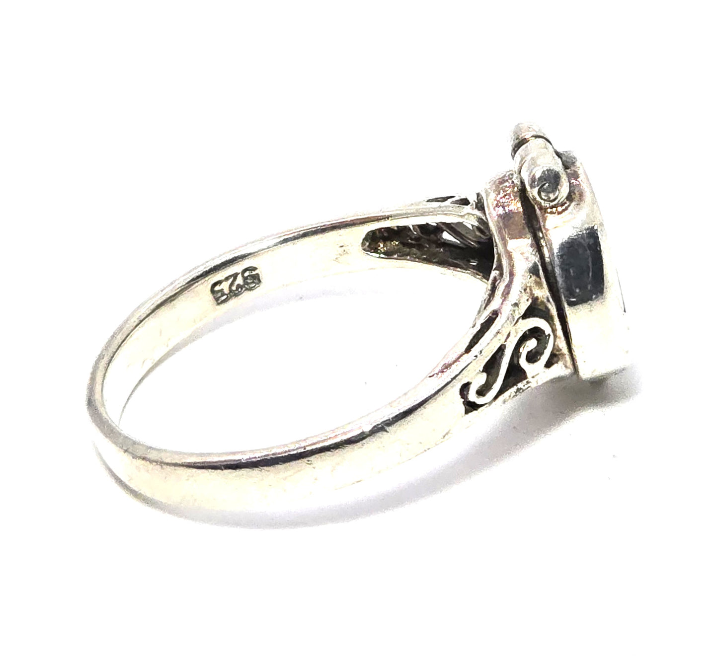Pentacle star black poison ring retro sterling silver memento mori goth ring size 10.5