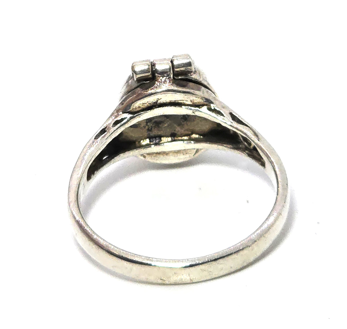 Pentacle star black poison ring retro sterling silver memento mori goth ring size 10.5