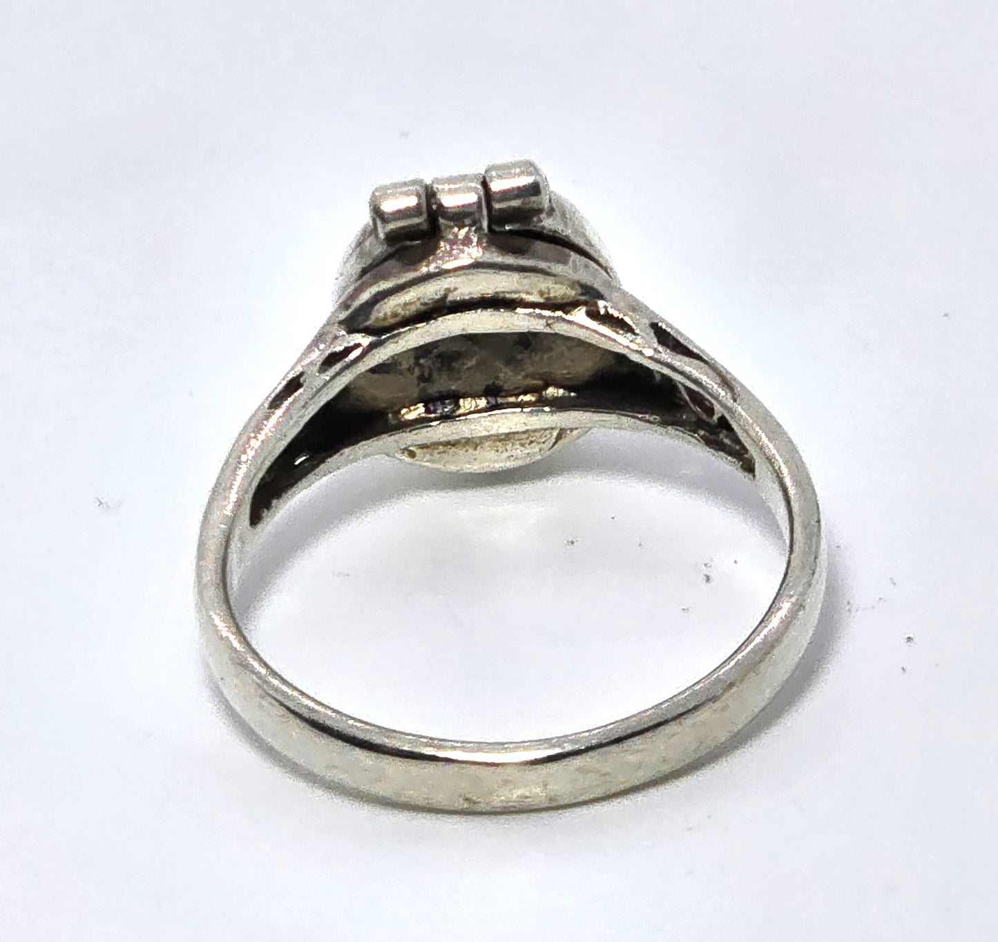 Pentacle star black poison ring retro sterling silver memento mori goth ring size 10.5