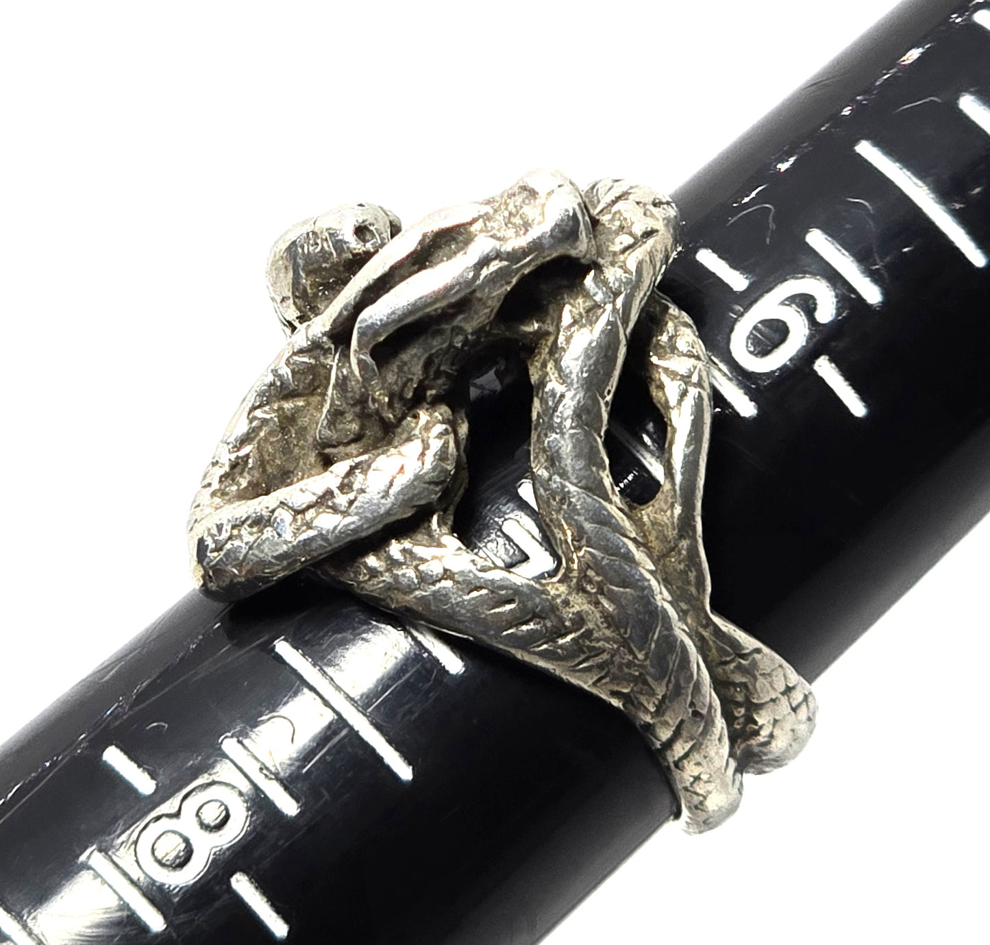 Two headed snake serpent Naga vintage retro thick sterling silver ring size 7
