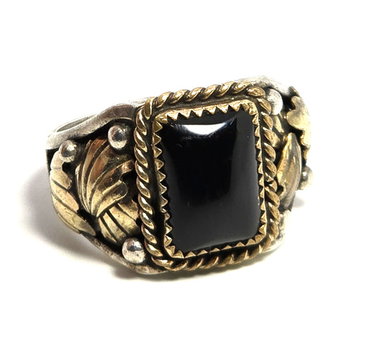 Carolyn Pollack Black Onyx ring southwest band sterling silver men's ring size 12.5