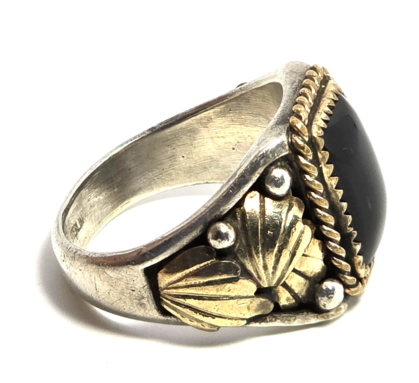 Carolyn Pollack Black Onyx ring southwest band sterling silver men's ring size 12.5
