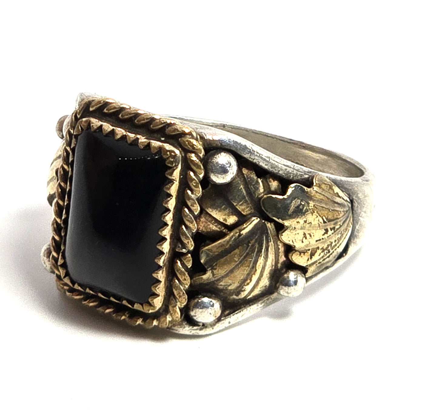 Carolyn Pollack Black Onyx ring southwest band sterling silver men's ring size 12.5