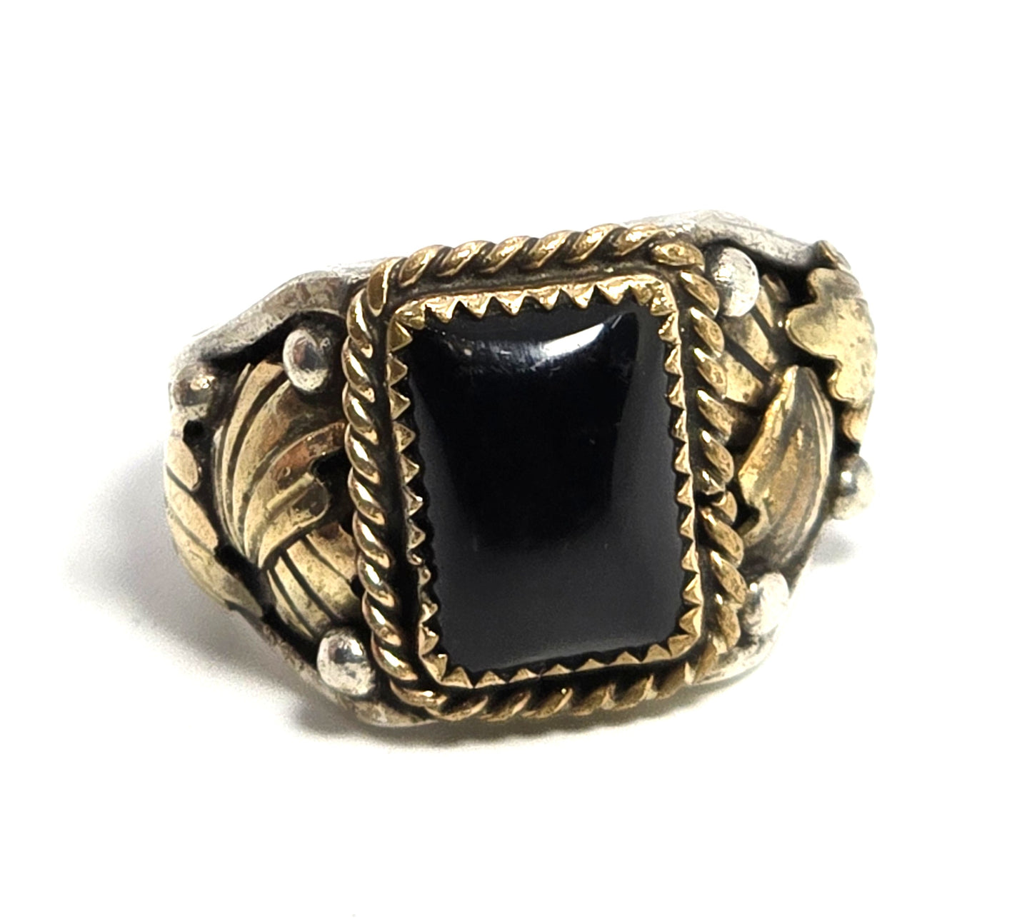 Carolyn Pollack Black Onyx ring southwest band sterling silver men's ring size 12.5