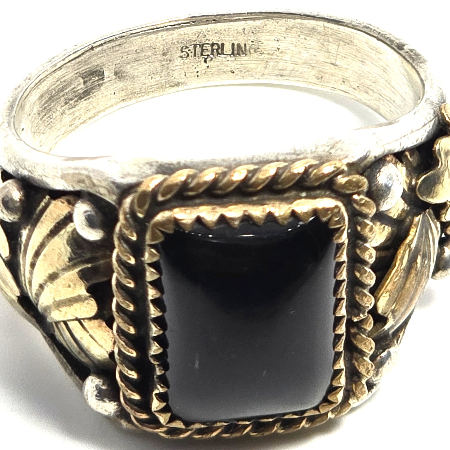 Carolyn Pollack Black Onyx ring southwest band sterling silver men's ring size 12.5
