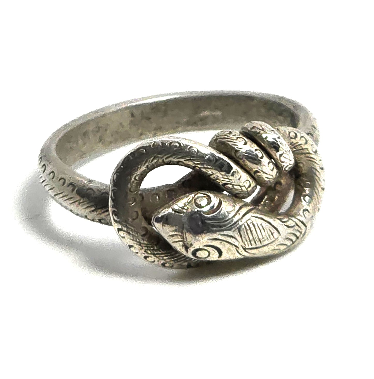 Coiled snake serpent Naga vintage retro thick sterling silver ring size 6