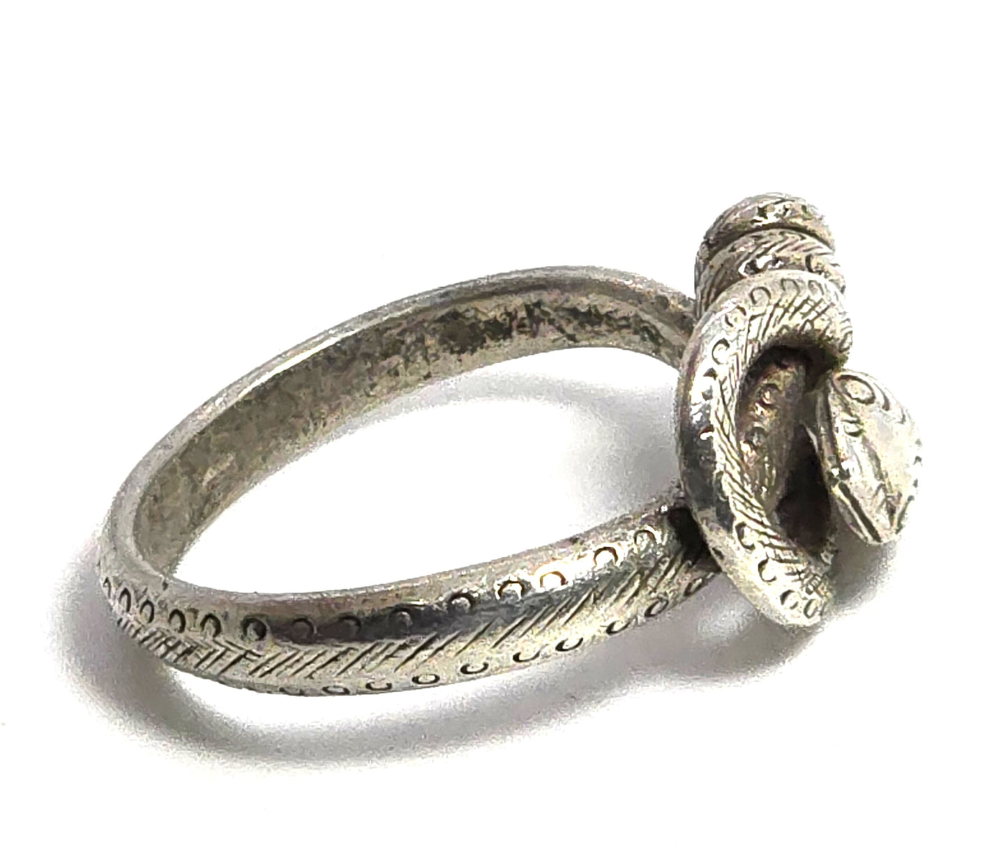 Coiled snake serpent Naga vintage retro thick sterling silver ring size 6