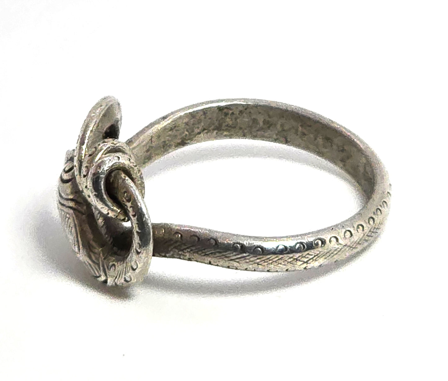 Coiled snake serpent Naga vintage retro thick sterling silver ring size 6