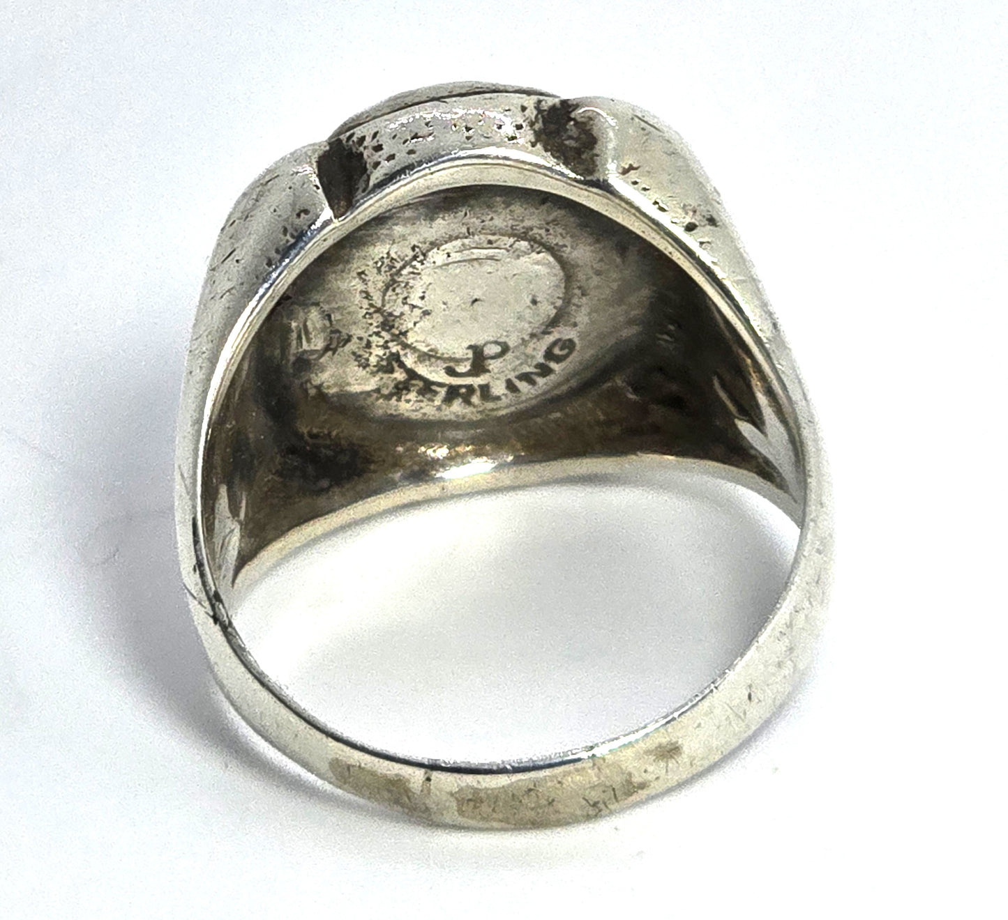 JP Pacific Jewelry Company  Hematite vintage Navajo NA sterling silver ring size 12