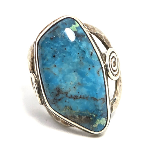 Turquoise Native American vintage sterling silver handcrafted ring size 9