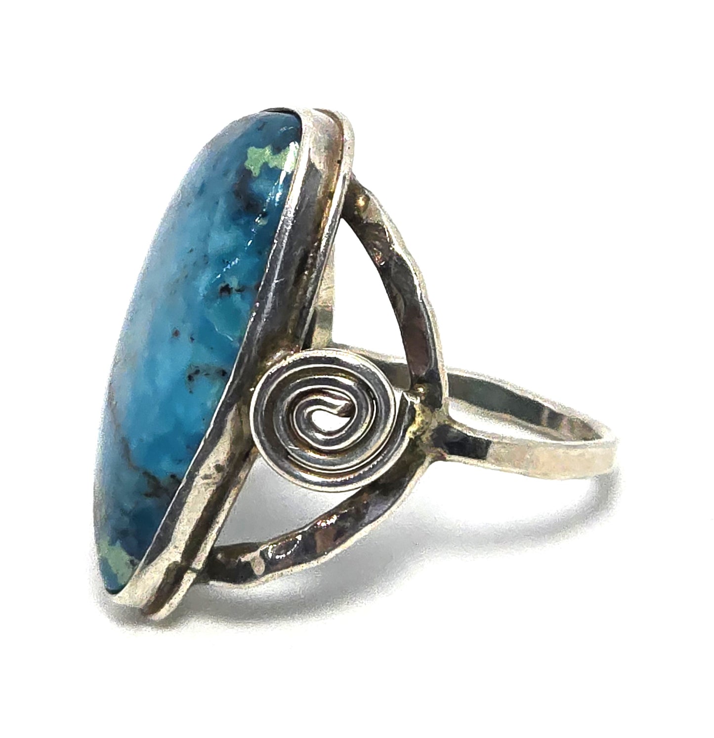 Turquoise Native American vintage sterling silver handcrafted ring size 9