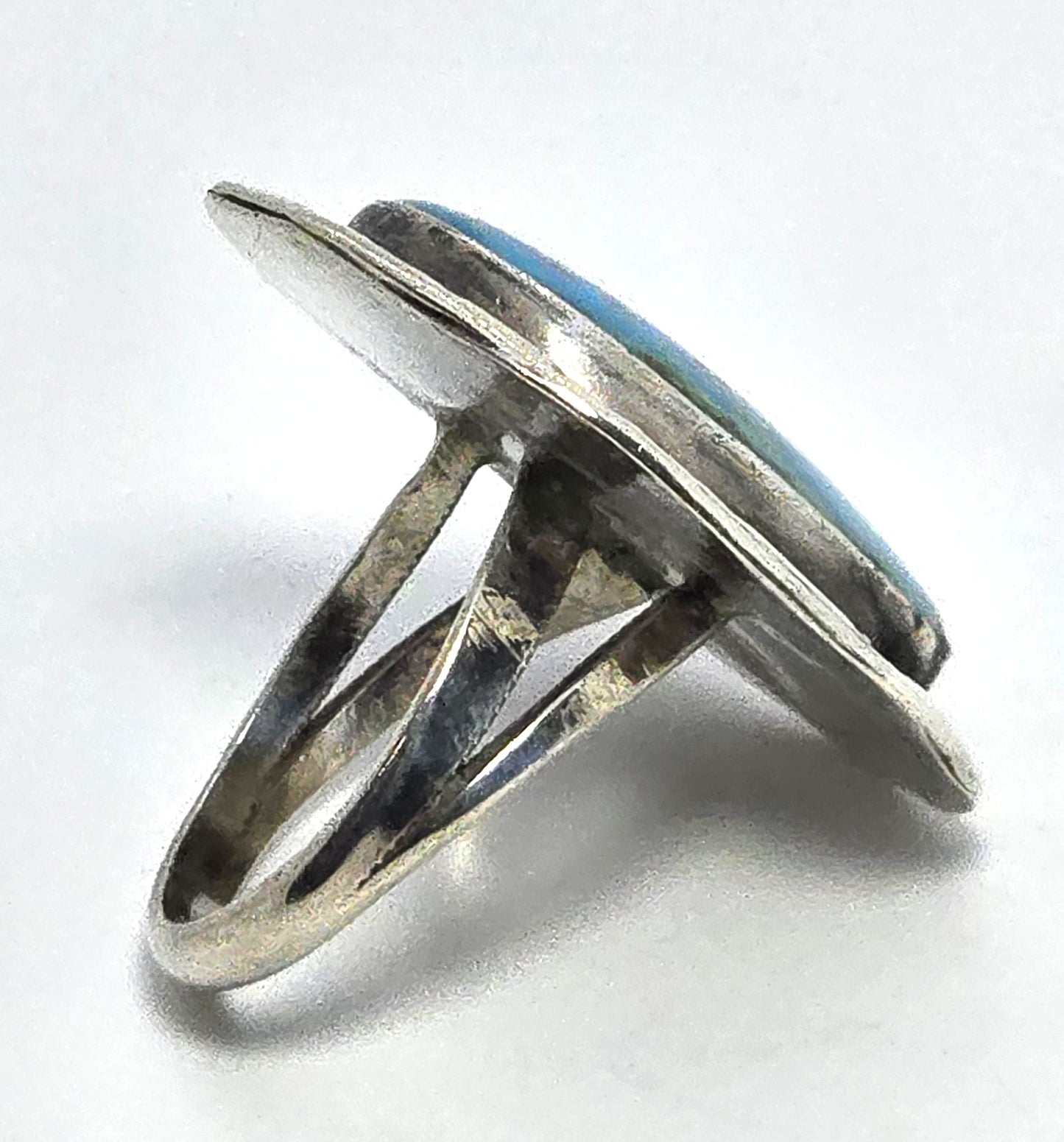 Large Turquoise Native American vintage sterling silver handcrafted ring size 7