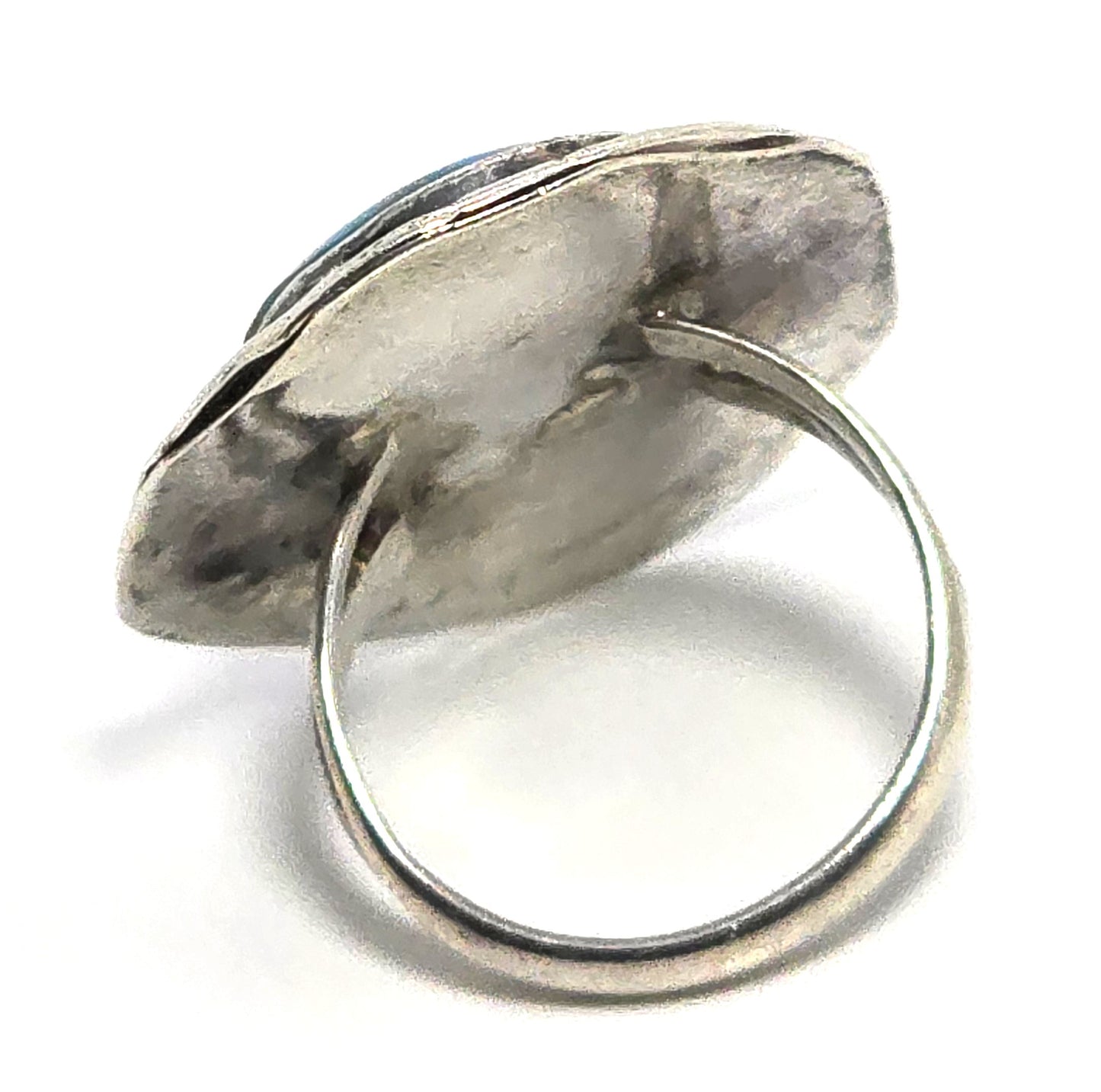 Large Turquoise Native American vintage sterling silver handcrafted ring size 7