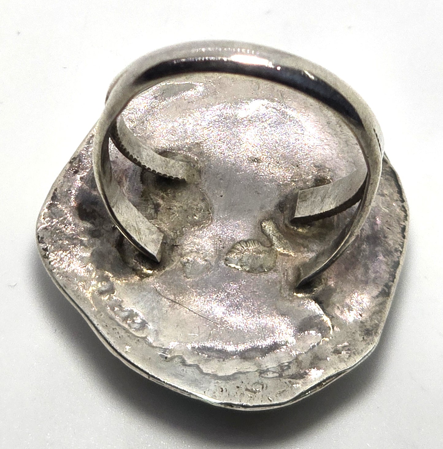 Large Turquoise Native American vintage sterling silver handcrafted ring size 7