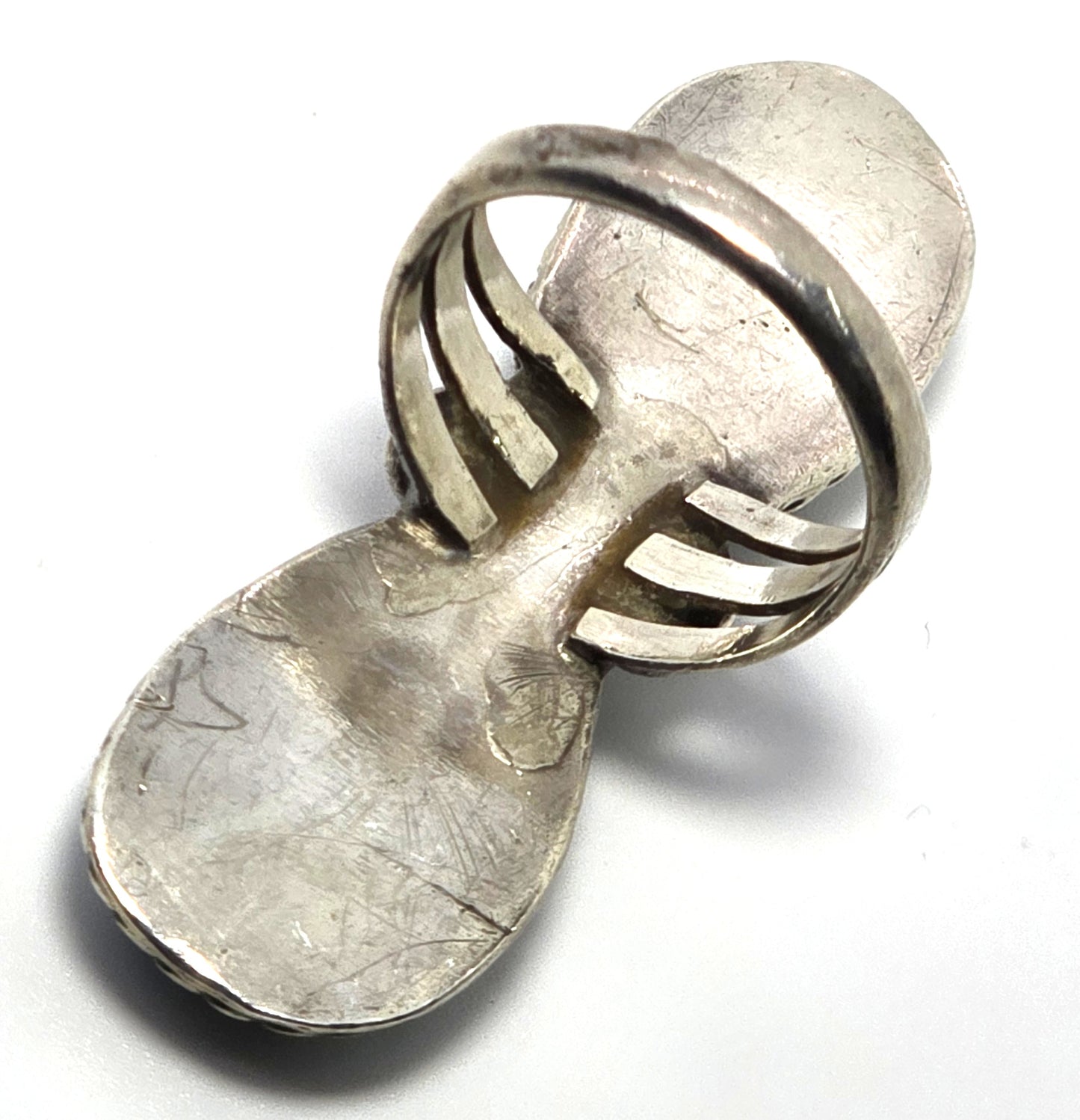 Large Double Turquoise Navajo Native American vintage sterling silver ring size 8