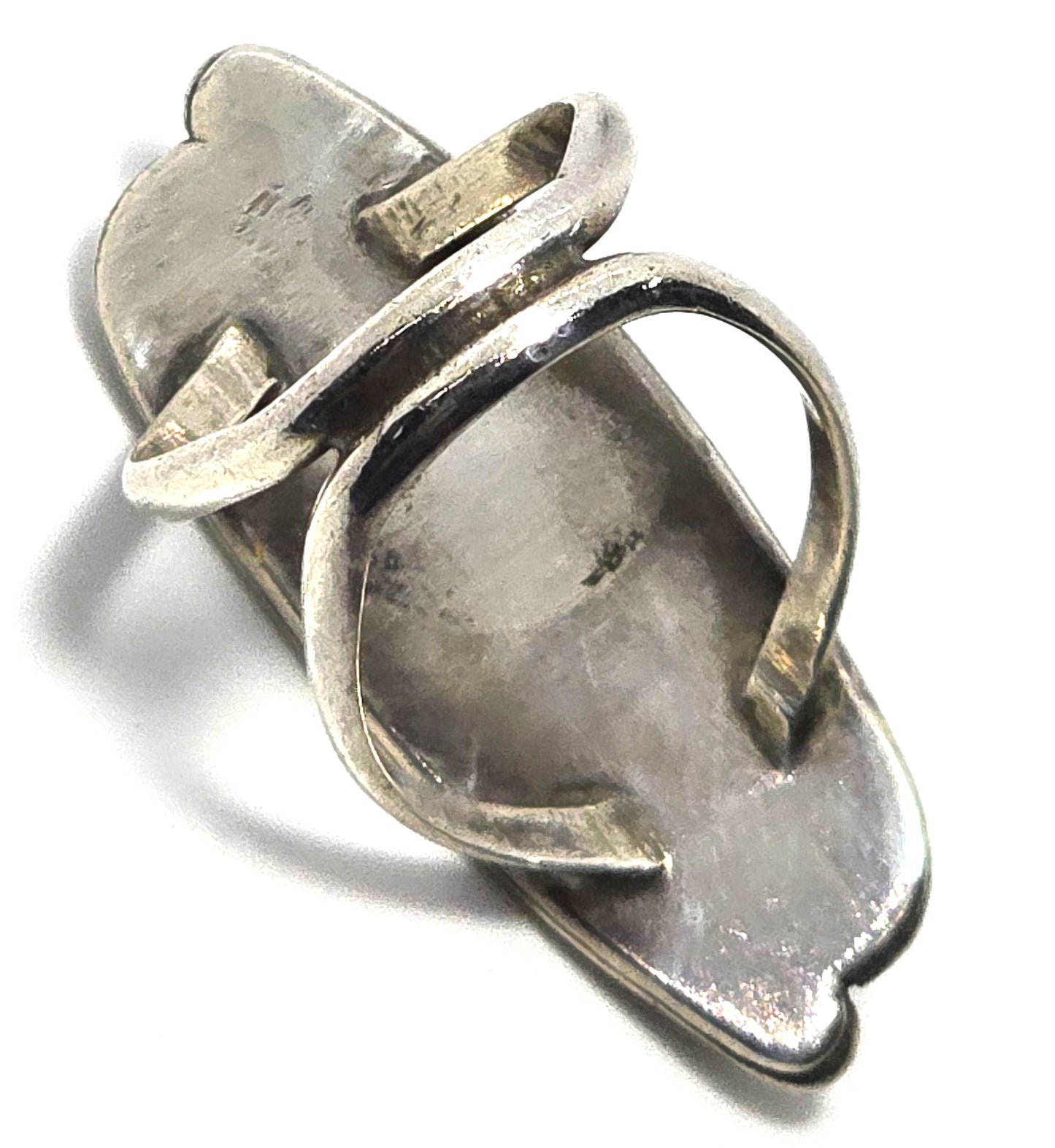 Navajo Large long turquoise sterling silver vintage Native American ring size 5.25