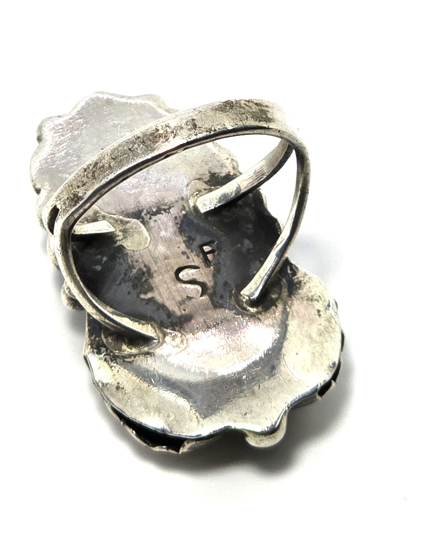 SF Malachite large Navajo Native American feather sterling silver ring size 6