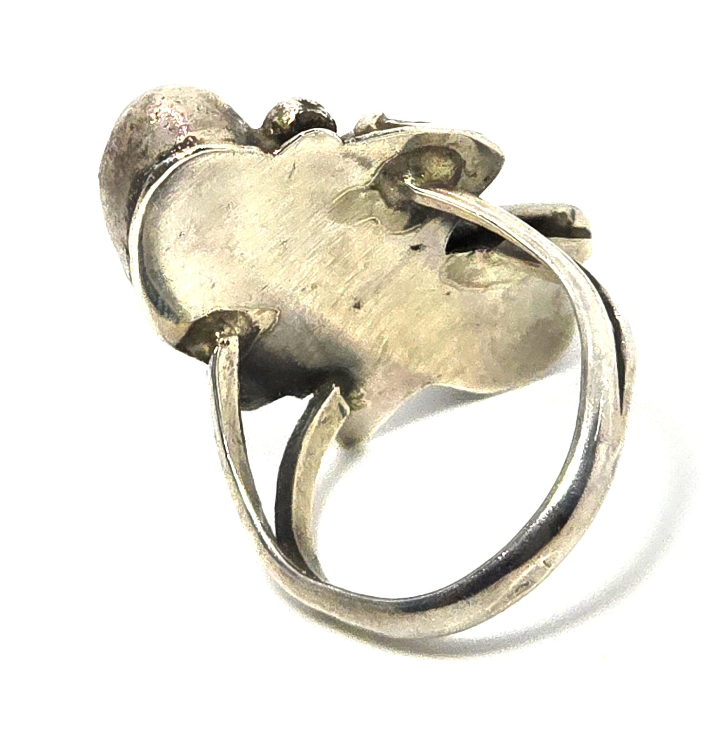 Navajo Mother of Pearl G Native American Feather vintage sterling silver ring size 6