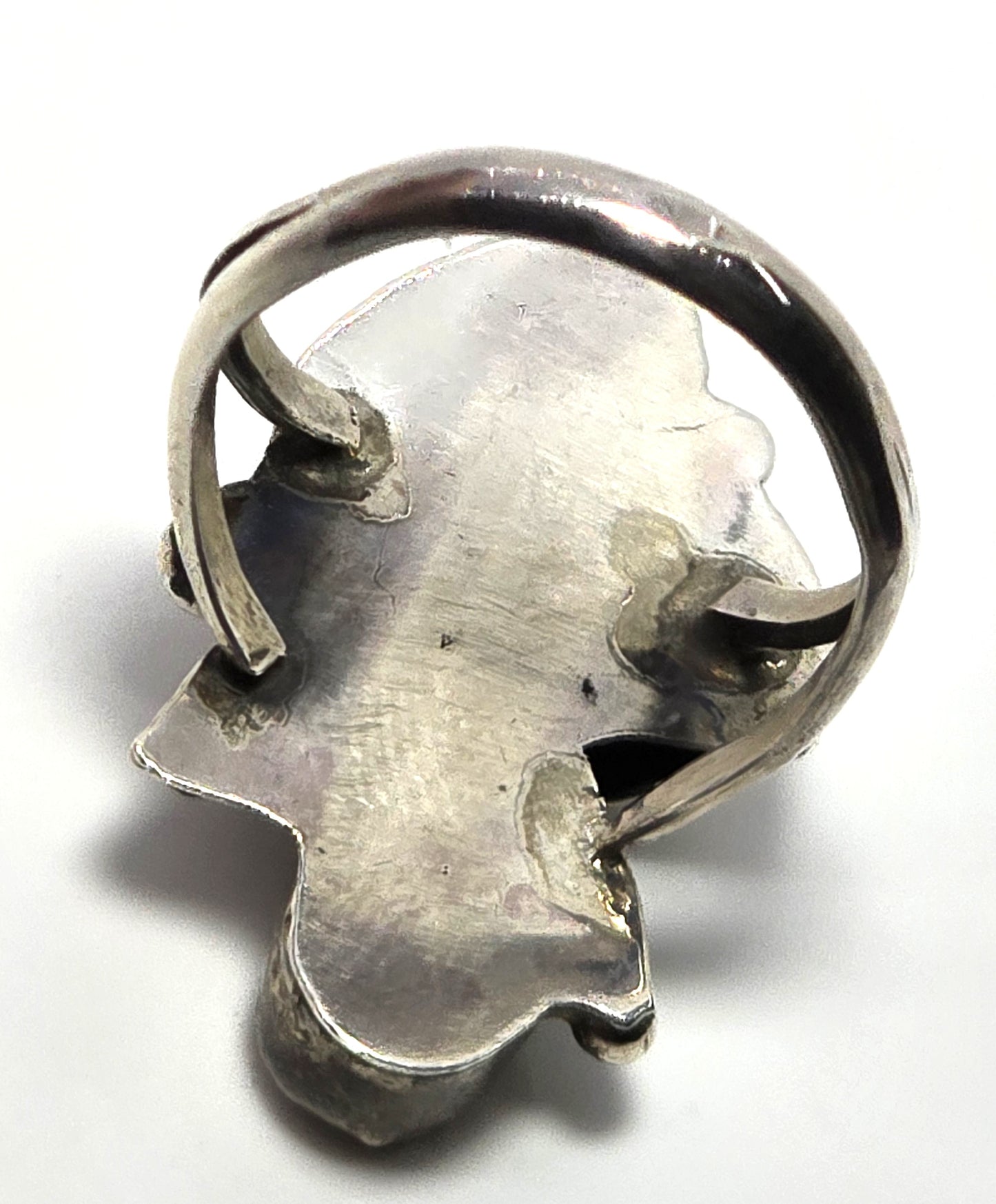 Navajo Mother of Pearl G Native American Feather vintage sterling silver ring size 6