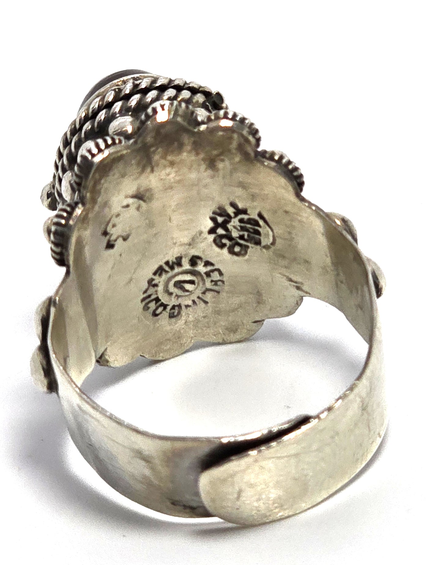 Tiger's eye Mexican Taxco sterling silver vintage Poison ring eagle mark size 9