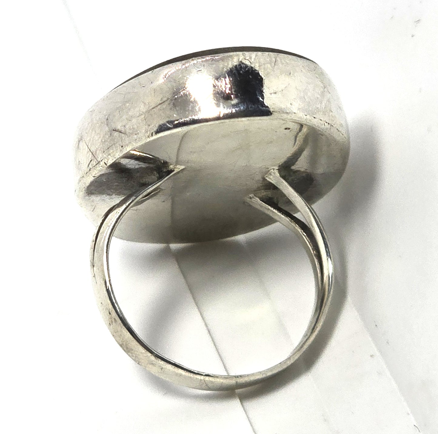 Landscape picture Jasper large split shank vintage sterling silver ring size 8