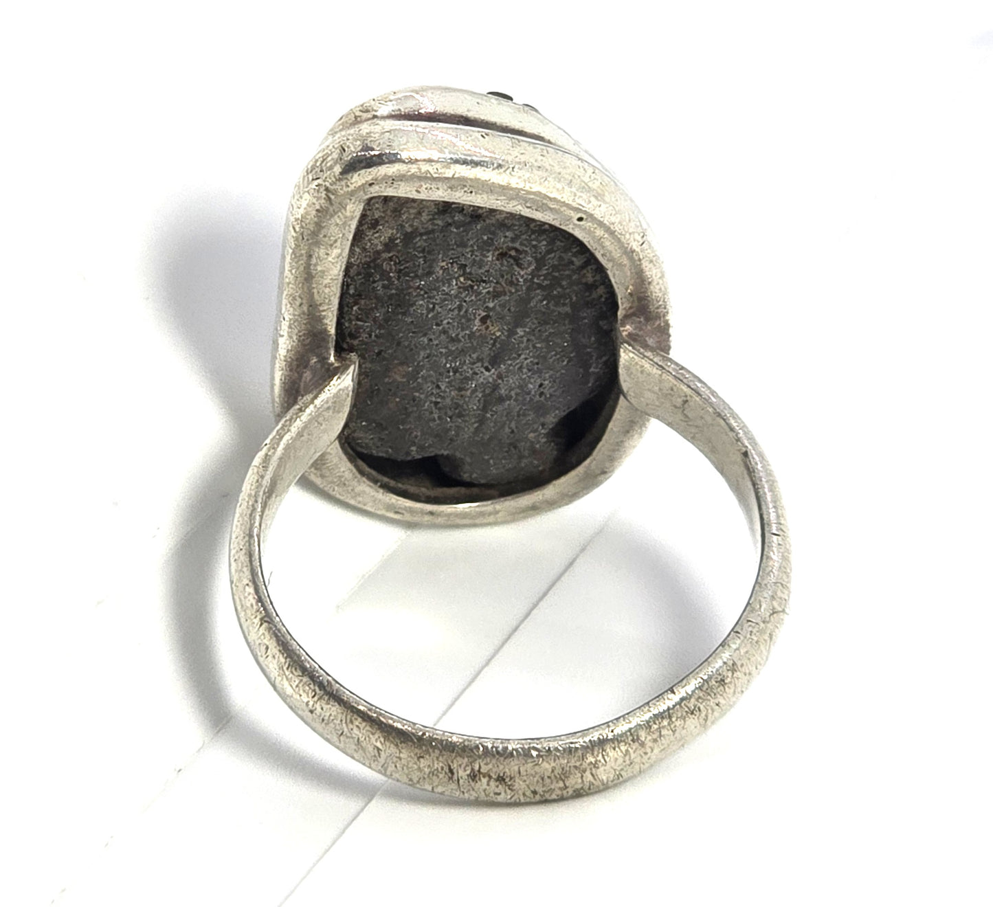 Boulder Opal carved leaf natural artisan sterling silver ring size 6.5