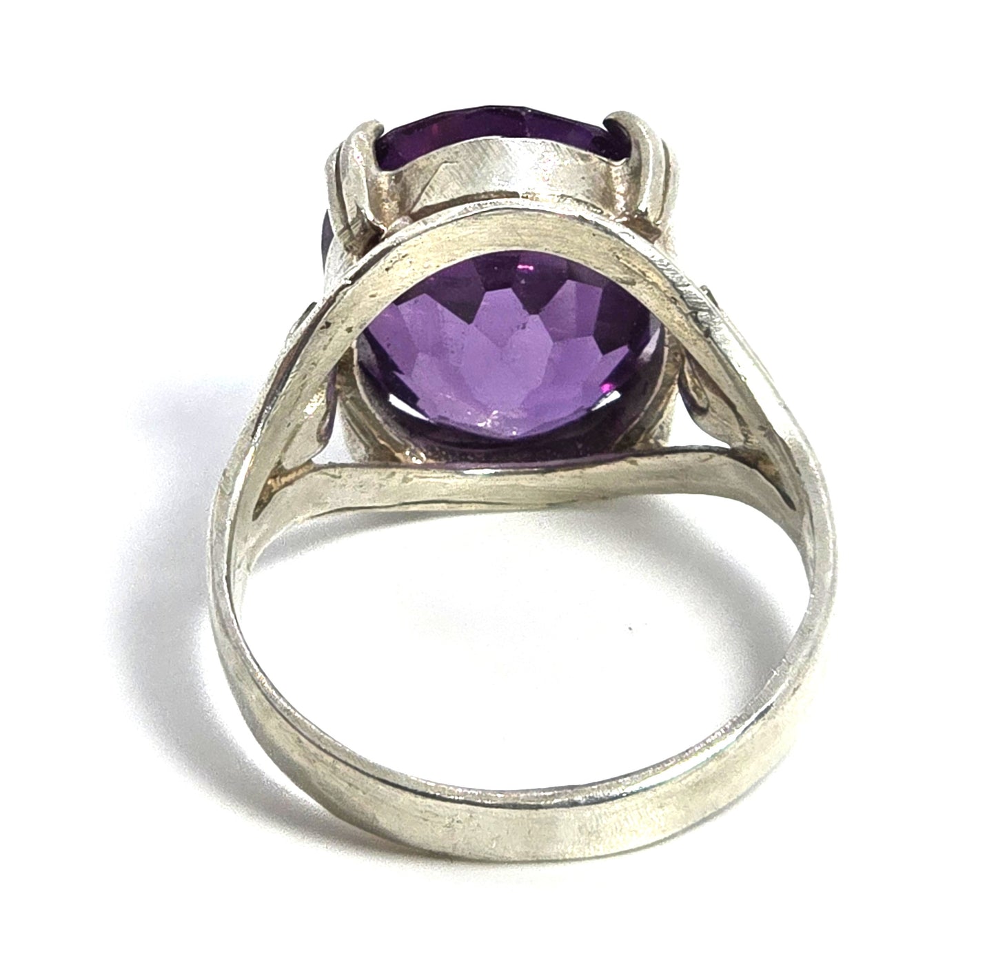 Synthetic Alexandrite 10ct artisan vintage sterling silver ring size 9.5