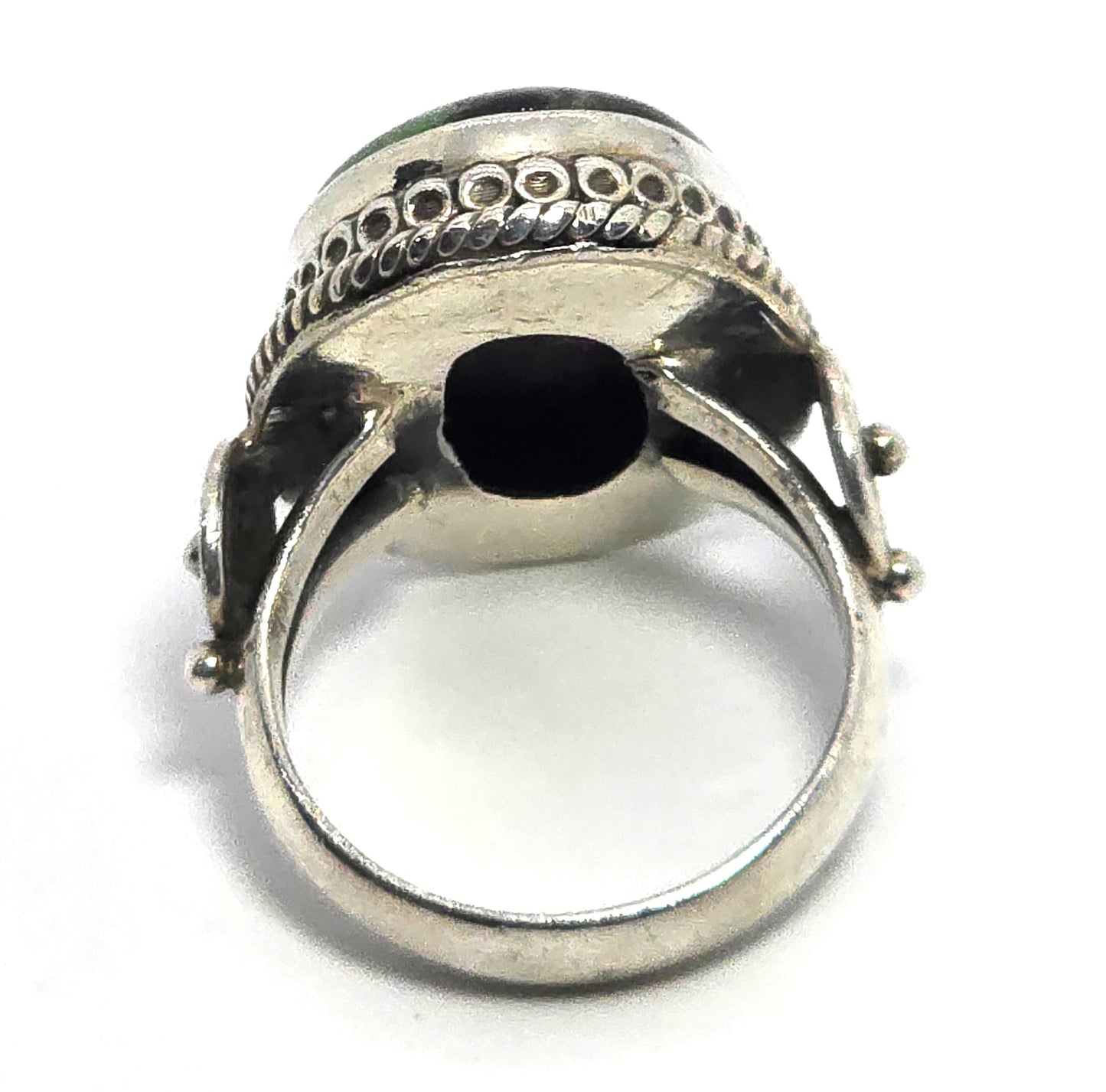 Ruby Zoisite large tribal bali style vintage Sterling silver ring size 8 UV reactive