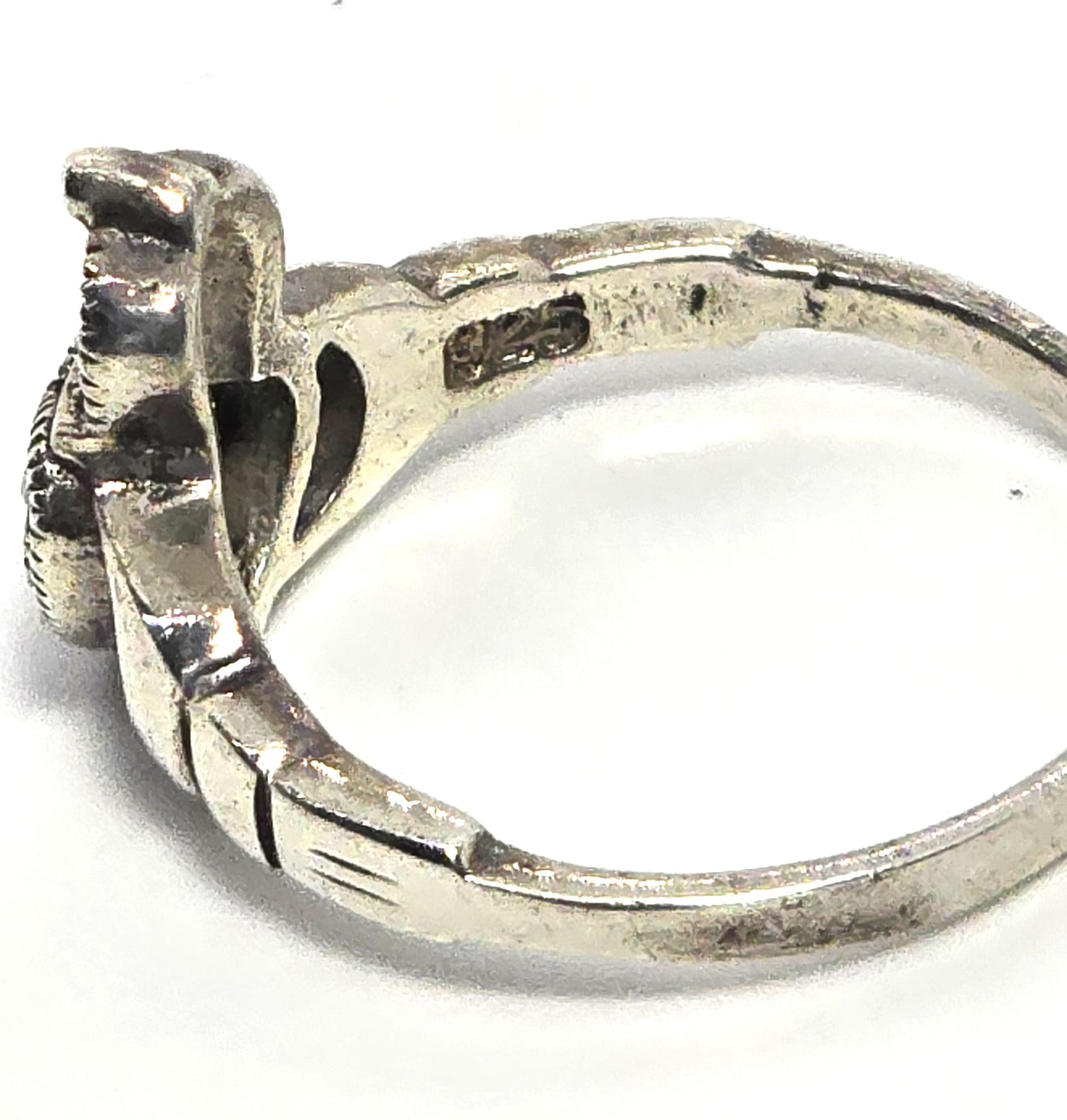 Claddagh Irish Druid sterling silver marcasite Celtic ring band size 7