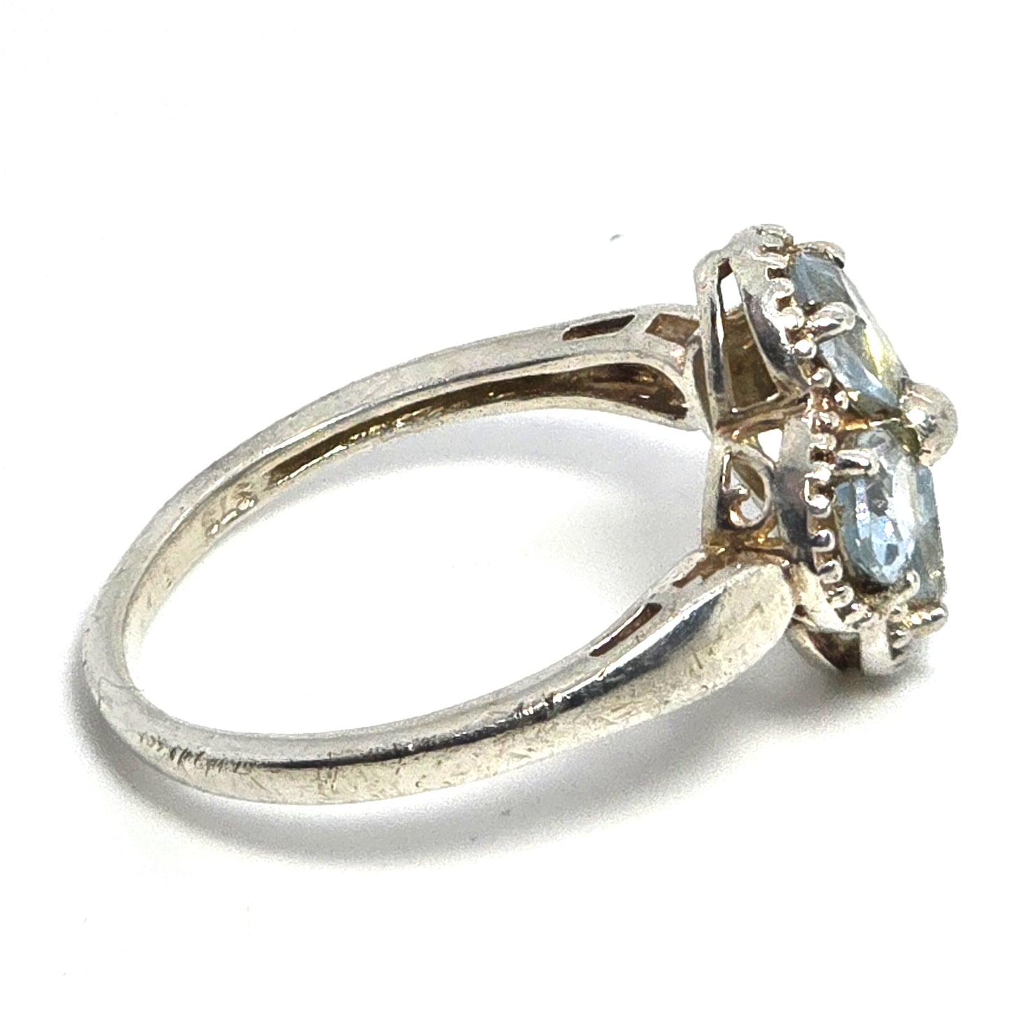 STS Chuck Clemency Blue topaz gemstone flower Arpels sterling silver ring size 9