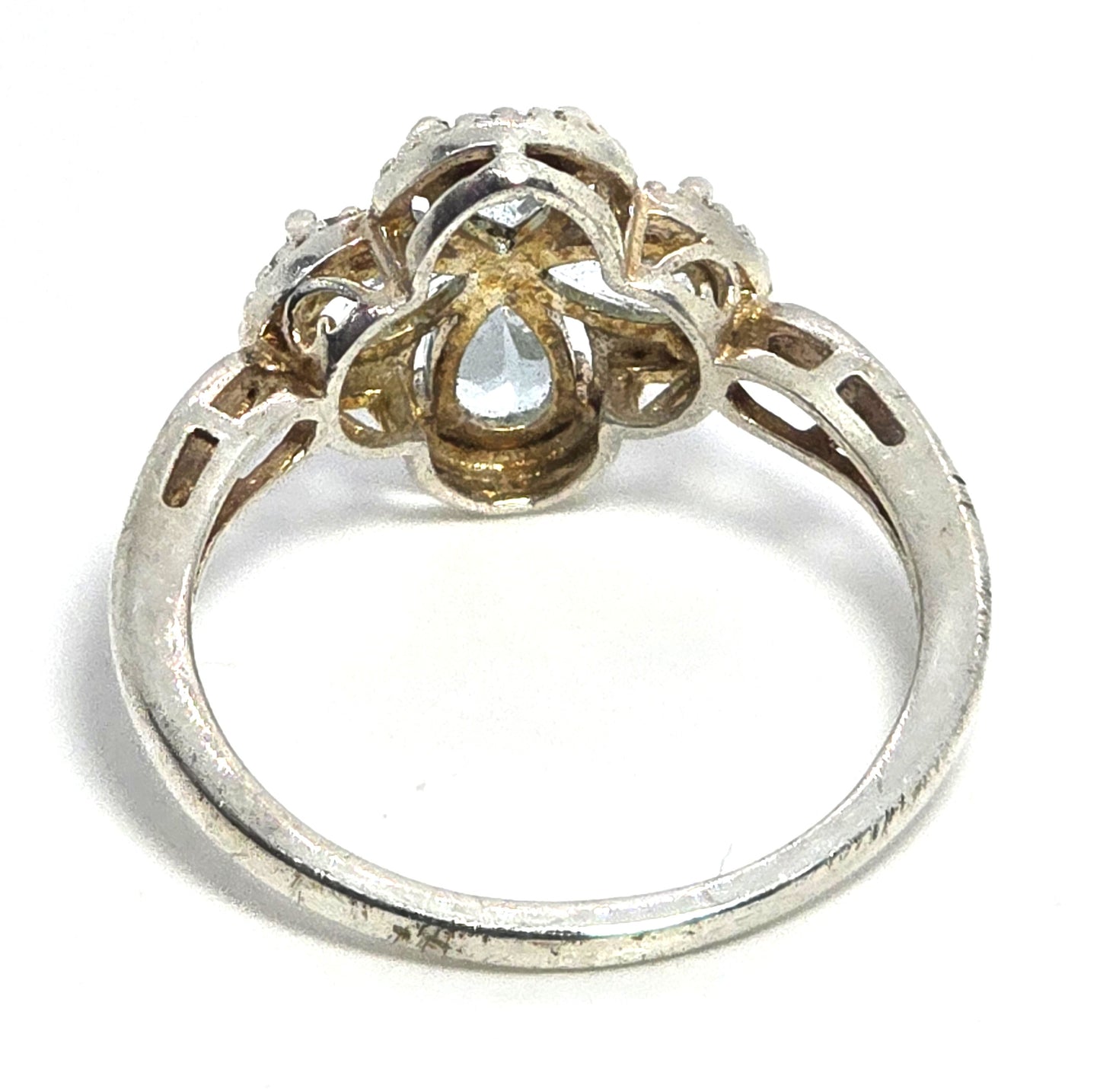 STS Chuck Clemency Blue topaz gemstone flower Arpels sterling silver ring size 9