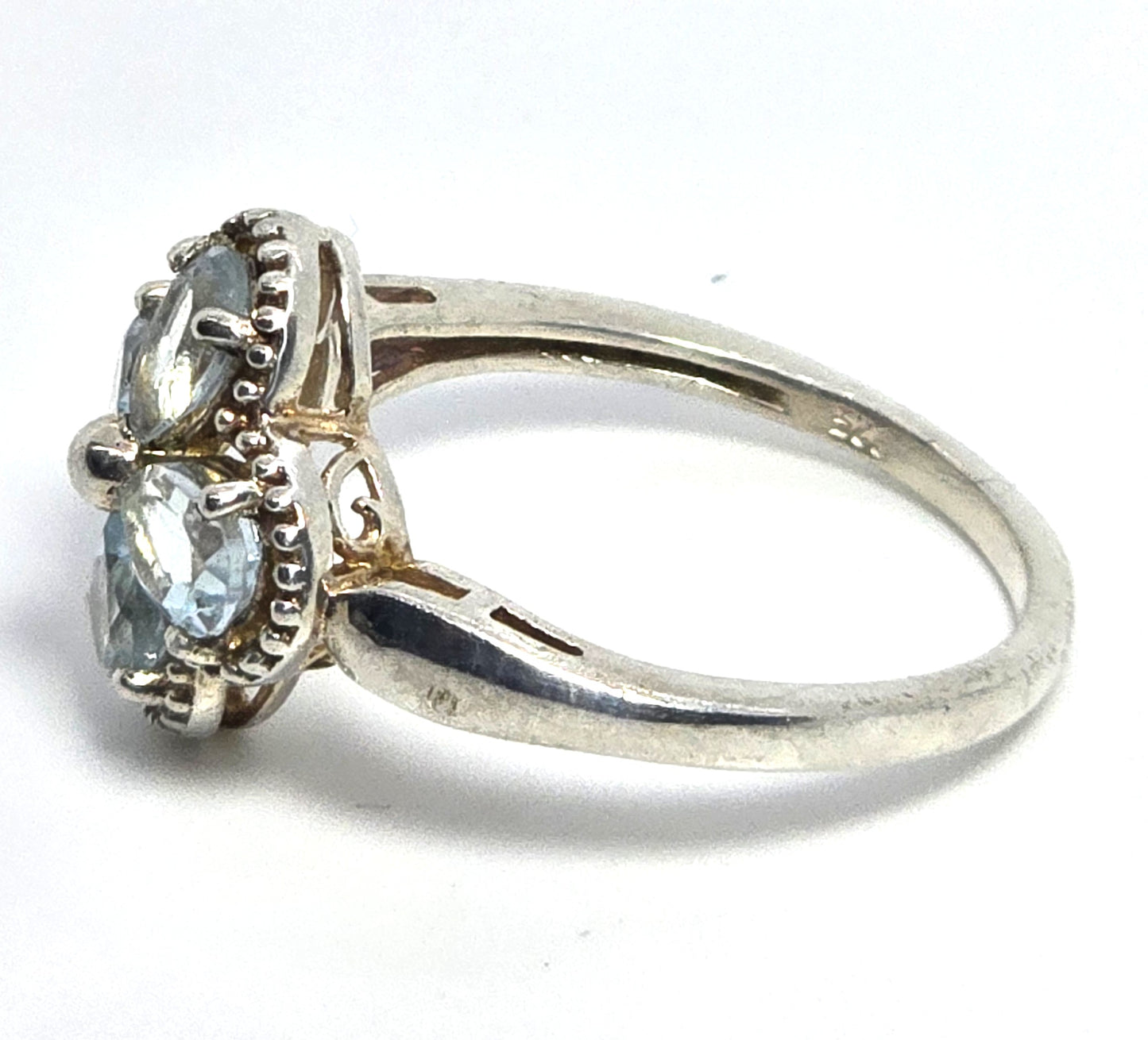 STS Chuck Clemency Blue topaz gemstone flower Arpels sterling silver ring size 9